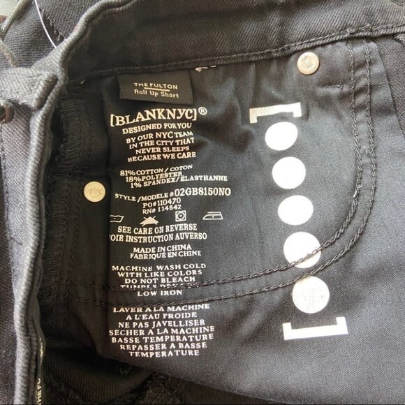 NWT Blank NYC The Fulton Roll Up  Black Shorts - Picture 9 of 11